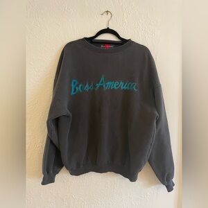Vintage Boss America Crew Neck Sweatshirt Script Spell Out XL